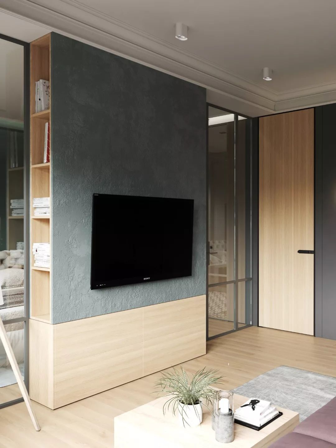 隱藏電視機的客廳設計,現代家居時尚與智慧的完美融合