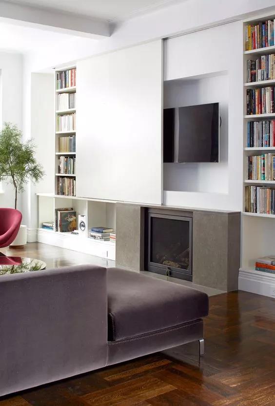 隱藏電視機的客廳設計,現代家居時尚與智慧的完美融合