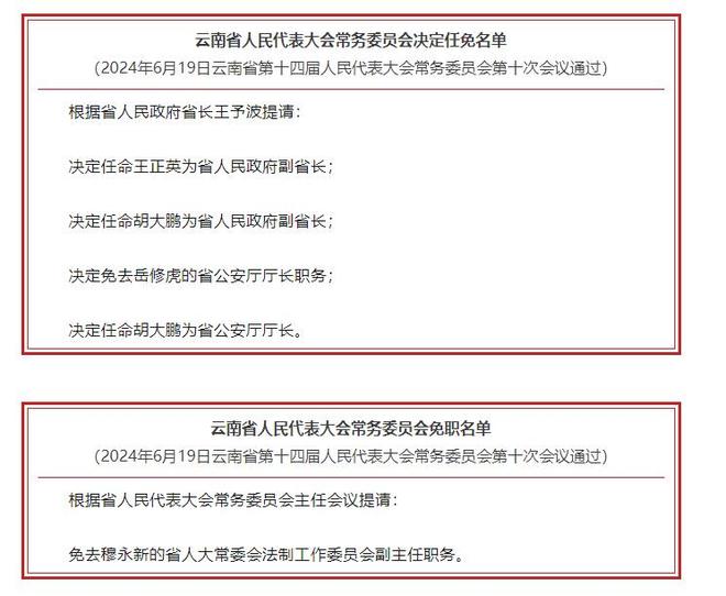 最新云南人事任命動態公布